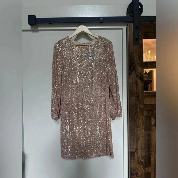 NWT Preston & York Rosa Sequin Shift Dress "Time to Sleigh" in Gold size 8 - Picture 11 of 12